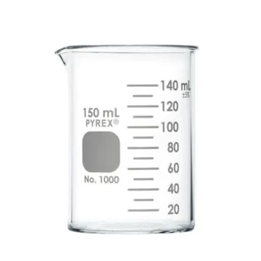 Béquer forma baixa griffin escala única c/ bico 150mL 12und/pct Pyrex