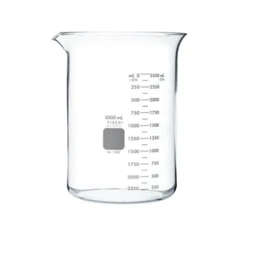 Béquer forma baixa griffin escala dupla c/ bico 3000mL 6und/cx Pyrex