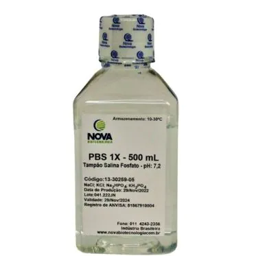 Tampão fosfato salina PBS 1X pH 7,2 500mL Nova Biotecnologia