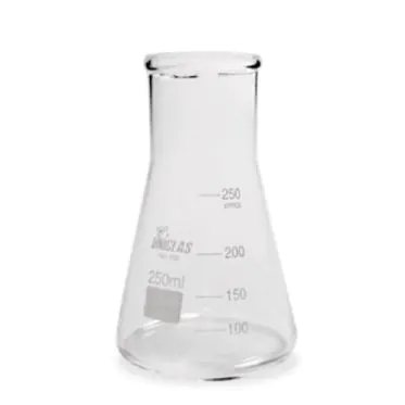 Frasco Erlenmeyer Boca Larga Graduado 300mL Vidro Borossilicato Uniglas