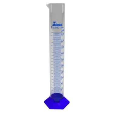 Proveta graduada base sext.pol.cap.50mL Uniglas