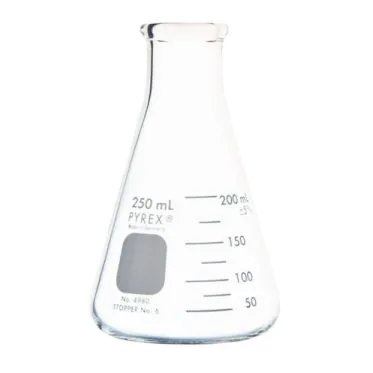 Erlenmeyer graduado c/ boca estreita e borda grossa 500mL 36und/cx Pyrex