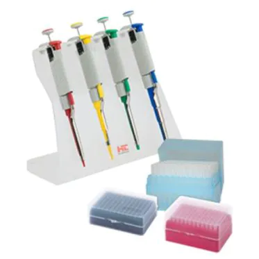 Kit 4 Micropipetas Monocanal Labmate Pro (0,5uL a 1000uL) com Suporte HTL