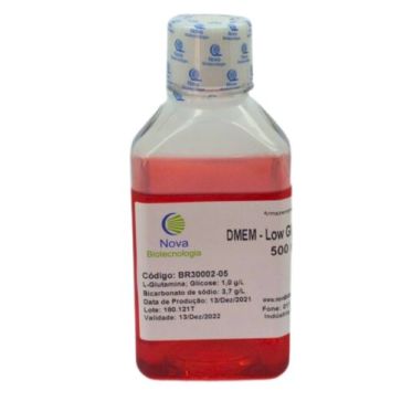 DMEM - Low Glucose [1,0g/L], com piruvato de sódio e vermelho de fenol - 500mL Nova Biotecnologia