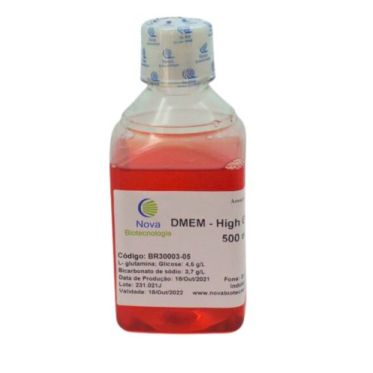DMEM - High Glucose [4,5g/L], sem piruvato de sódio e com vermelho de fenol - 500mL Nova Biotecnologia