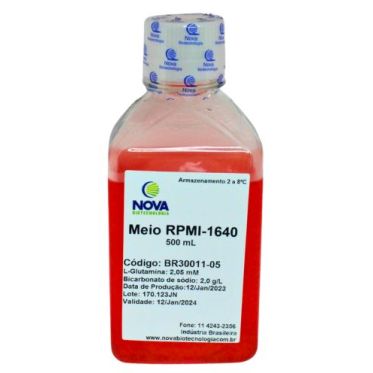 RPMI-1640 com bicarbonato de sódio [2,0 g/L] e L-Glutamina [2,05 mM] - 500mL Nova Biotecnologia