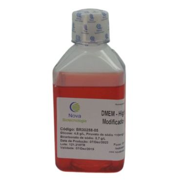 DMEM High Glucose (4,5g/L) com Piruvato de Sódio (110mg/L) e com Vermelho de Fenol - 500ml Nova Biotecnologia