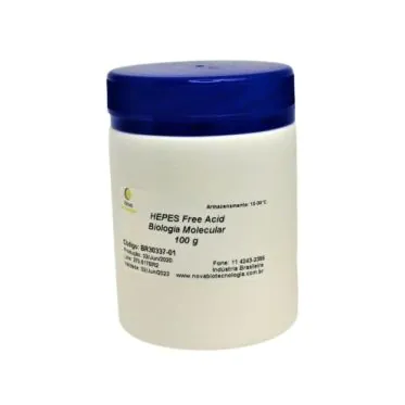 HEPES - Ácido 4-(2-HidroxiEtil)-1-Piperazin EtanolSulfônico) - Grau Biologia Celular em pó - 100g Nova Biotecnologia