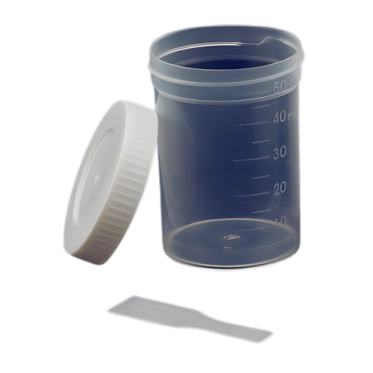 Coletor com pá não estéril 50mL translúcido tampa branca (a granel) 1000und/pct Cralplast