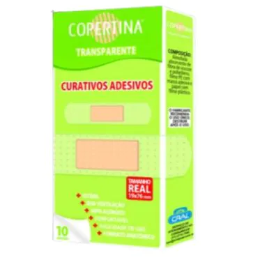 Curativo adesivo transparente 19x76mm  10und/cx Copertina 
