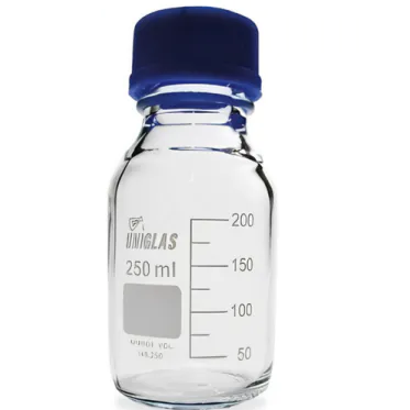 Frasco reagente boro incolor graduado com tampa rosca anti gotas 2000mL Uniglas
