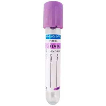 Tubo de coleta de sangue a vácuo c/ reagente EDTA K3 13x75mm 2mL 100und/rack Vacuplast