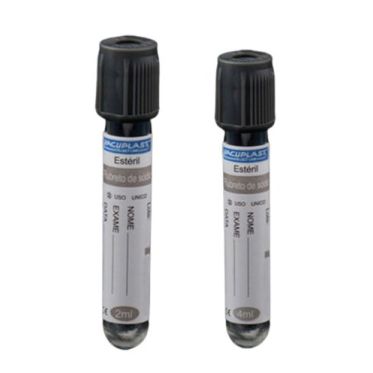 Tubo de coleta de sangue a vácuo c/ reagente fluoreto + EDTA 13x75mm 2mL 100und/rack Vacuplast