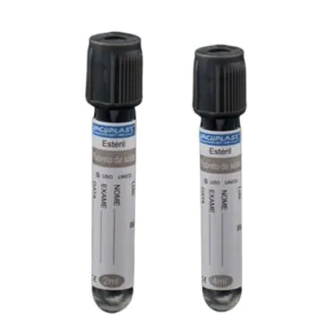 Tubo de coleta de sangue a vácuo c/ reagente fluoreto + EDTA 13x75mm 4mL 100und/rack Vacuplast