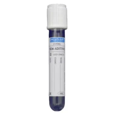 Tubo de coleta de sangue a vácuo sem aditivo 16x100mm 8mL 100und/rack Vacuplast
