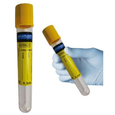 Tubo a vácuo fundo redondo p/coleta de urina com reagente vol 9,5mL 100und/pct Vacuplast