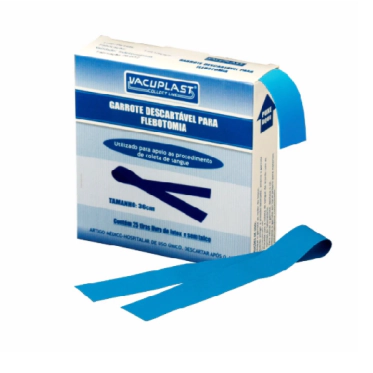 Garrote descartável para flebotomia em tiras 36cm 25und/cx Vacuplast