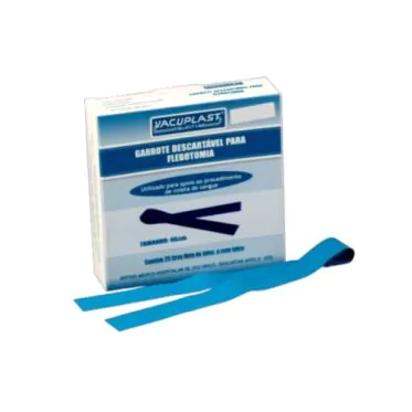 Garrote descartável para flebotomia em tiras 46cm 25und/cx Vacuplast