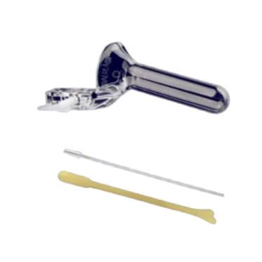 Kit papanicolau I não estéril com 1 escova cervical plástica + 1 espátula de ayre + 1 espéculo G 100und/cx Cralplast