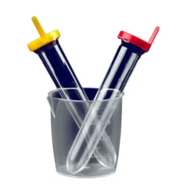 Kit p/ coleta de urina estéril (1 frasco de coleta + 2 tubos 12mL em PP + 2 tampas de pressão interna amarelo/vermelho) 900und/cx Cralplast