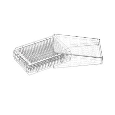 Microplaca ELISA 96 poços alta ligação, transparente, sem tampa e não destacável Mevalabs.