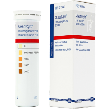 Teste semi-quantitativo ácido peracético 500-2000mg/L 100 tiras/cx Quantofix MN