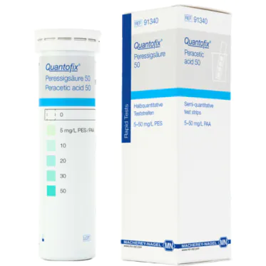 Teste semi-quantitativo ácido peracético 5-50mg/L 100 tiras/cx Quantofix MN