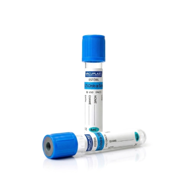 Tubo p/ coleta de sangue a vácuo em vidro c/ reagente citrato de sódio 4mL 13x75mm 100und/rack Vacuplast