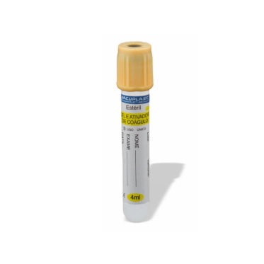 Tubo p/ coleta de sangue a vácuo em vidro c/ gel e ativador de coágulo 4mL 13x75mm 100und/rack Vacuplast 