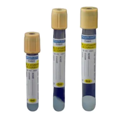 Tubo p/ coleta de sangue a vácuo em vidro c/ gel e ativador de coágulo 4mL 13x75mm 100und/rack Vacuplast 