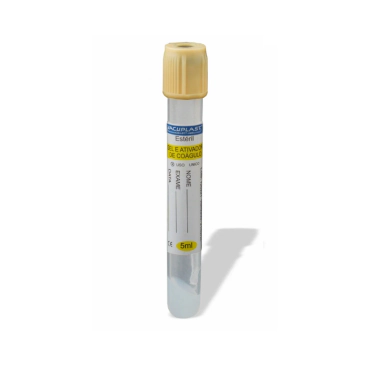  Tubo para coleta de sangue a vácuo VIDRO com gel e ativador de coágulo 5mL 13x100mm 100und/rack Vacuplast
