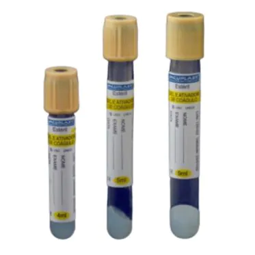Tubo p/ coleta de sangue a vácuo em vidro c/ gel e ativador de coágulo 9mL 16x100mm 100und/rack Vacuplast